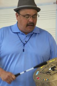 Kicking Woman sings Blackfeet Flag Song to World Music class